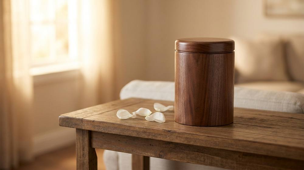 Wooden cremation urn