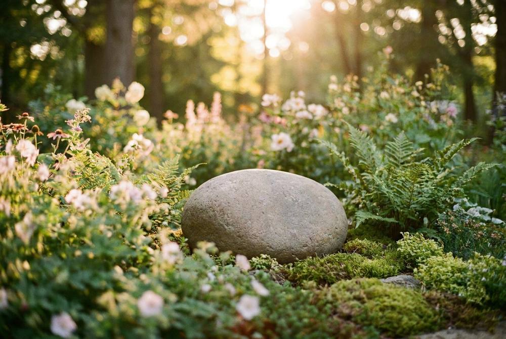 Memorial stone in a garden