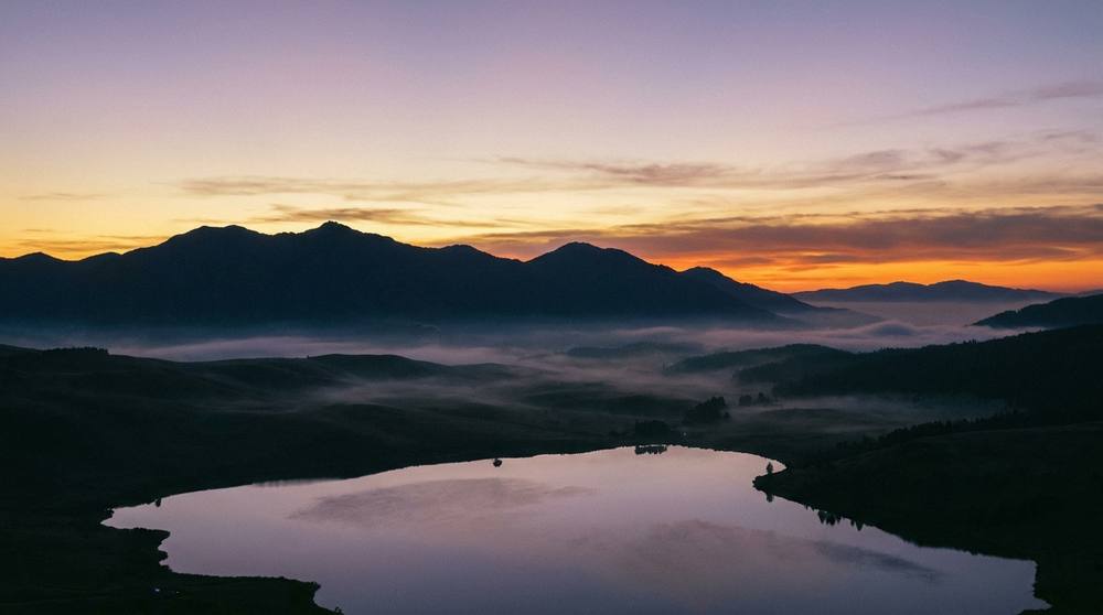 Serene mountains at dusk