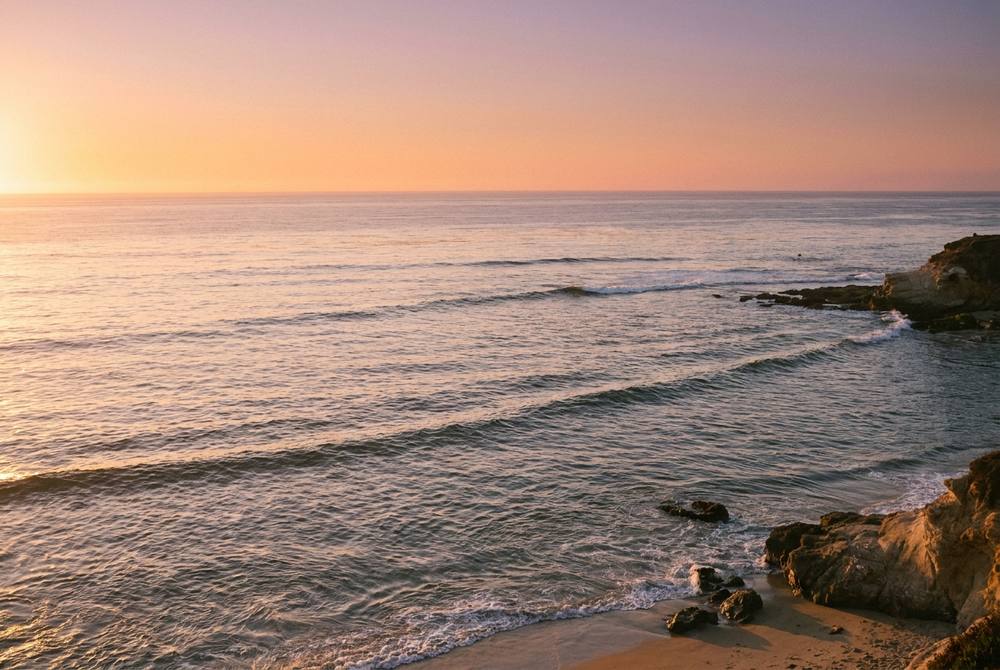 Calm ocean at golden hour