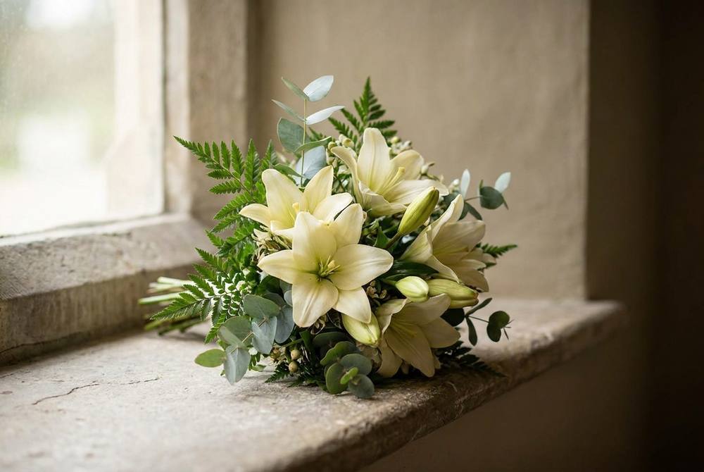 White memorial lilies